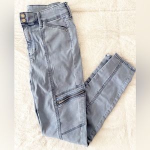 WHBM Skinny Ankle Moto Utility Zipper High Rise Jean